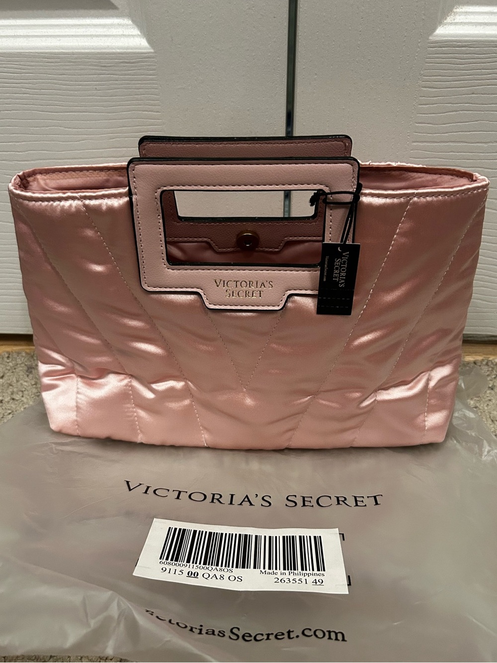 Victoria’s Secret Pink Satin Chevron Quilted Party Clutch Bag